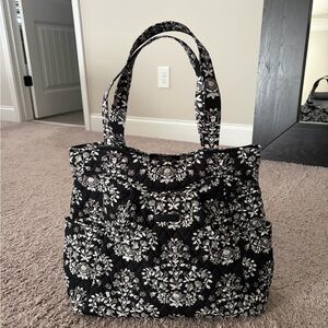 Vera Bradley Quilted Black Floral Tote Bag